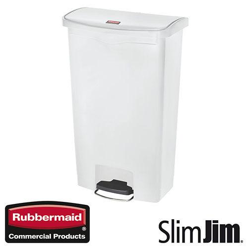 Afvalbak Slim Jim Front Step On container Rubbermaid 68 liter wit